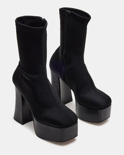 SOHO Black Super Platform Ankle Boot | Women's Booties Steve Madden BLACK