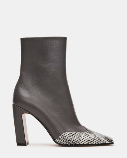 LYLE Grey Leather Square-Toe Heeled Women's Ankle Boot Steve Madden GREY LEATHER