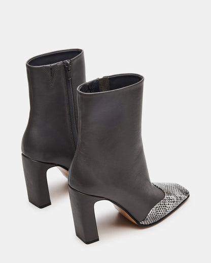 LYLE Grey Leather Square-Toe Heeled Women's Ankle Boot Steve Madden GREY LEATHER