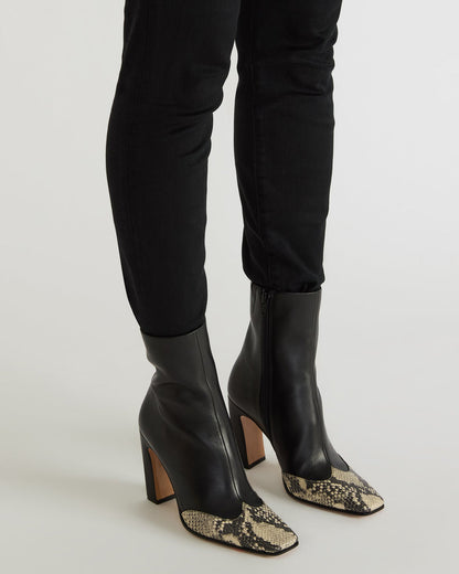 LYLE Grey Leather Square-Toe Heeled Women's Ankle Boot Steve Madden GREY LEATHER