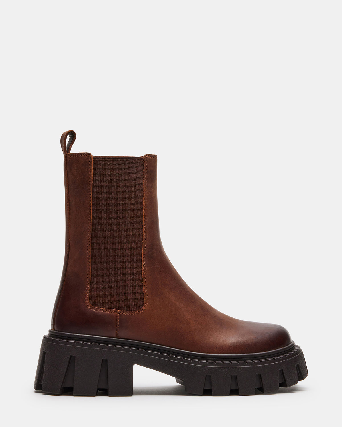 CHARGES Brown Distressed Platform Bootie | Women's Booties Steve Madden BRN DISTRE