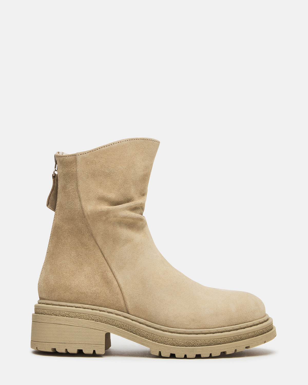 ESSENTIAL Taupe Suede Scrunched Ankle Boot | Women's Booties Steve Madden TAUPE SUEDE