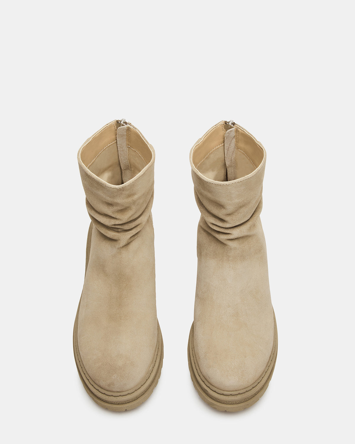 ESSENTIAL Taupe Suede Scrunched Ankle Boot | Women's Booties Steve Madden TAUPE SUEDE