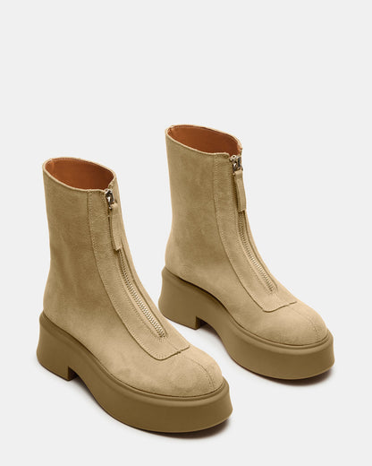 JONES Tan Suede Zipper Lug Women's Ankle Boot Steve Madden TAN SUEDE