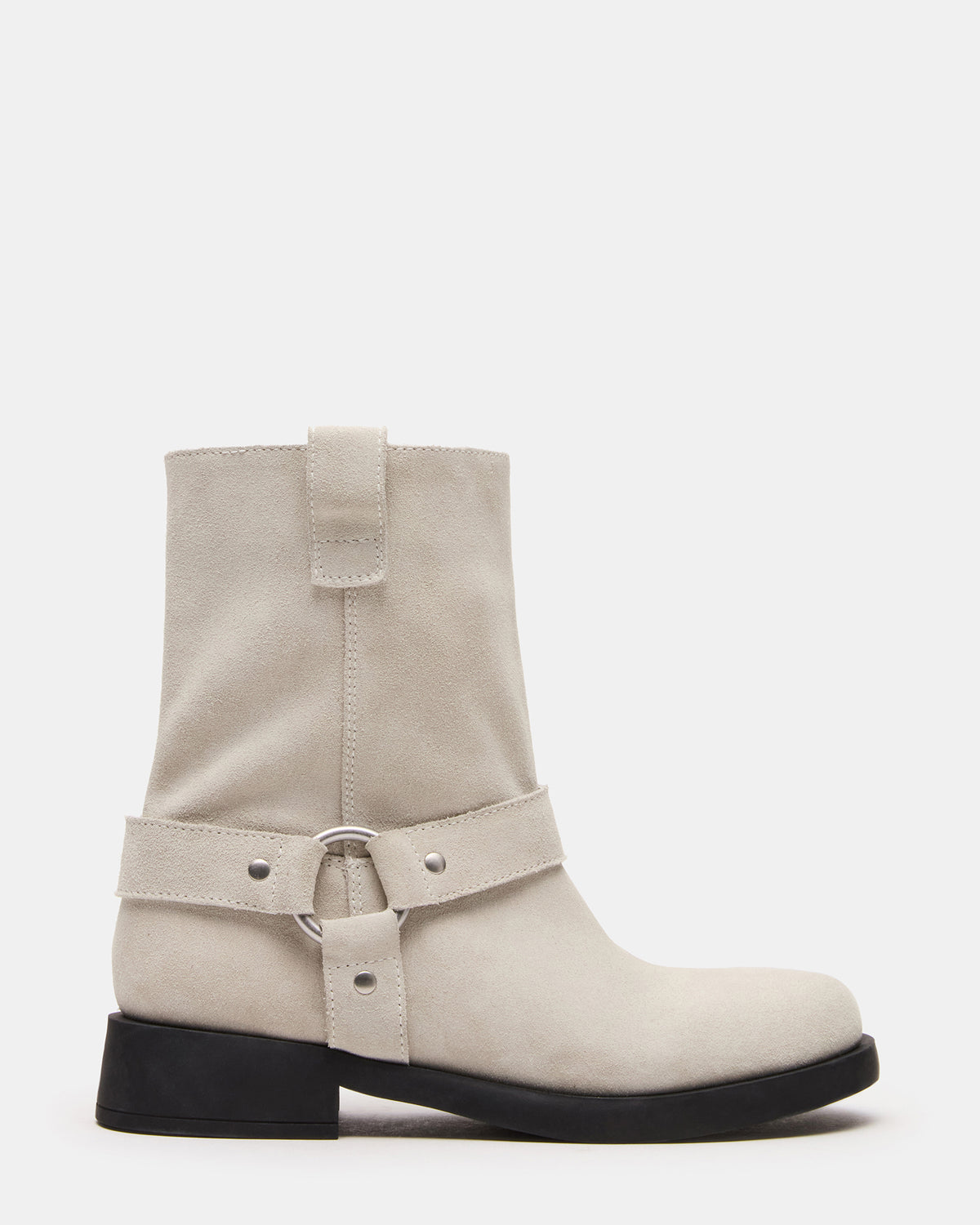 LANI White Suede Women's Moto Ankle Boot Steve Madden WHITE SUEDE