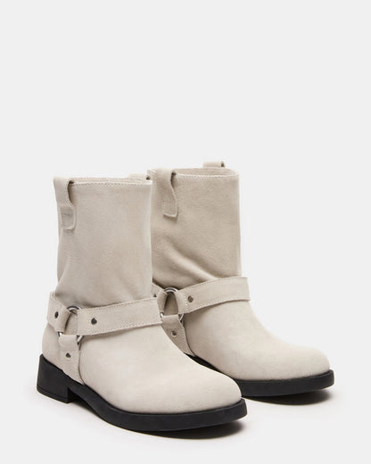 LANI White Suede Women's Moto Ankle Boot Steve Madden WHITE SUEDE