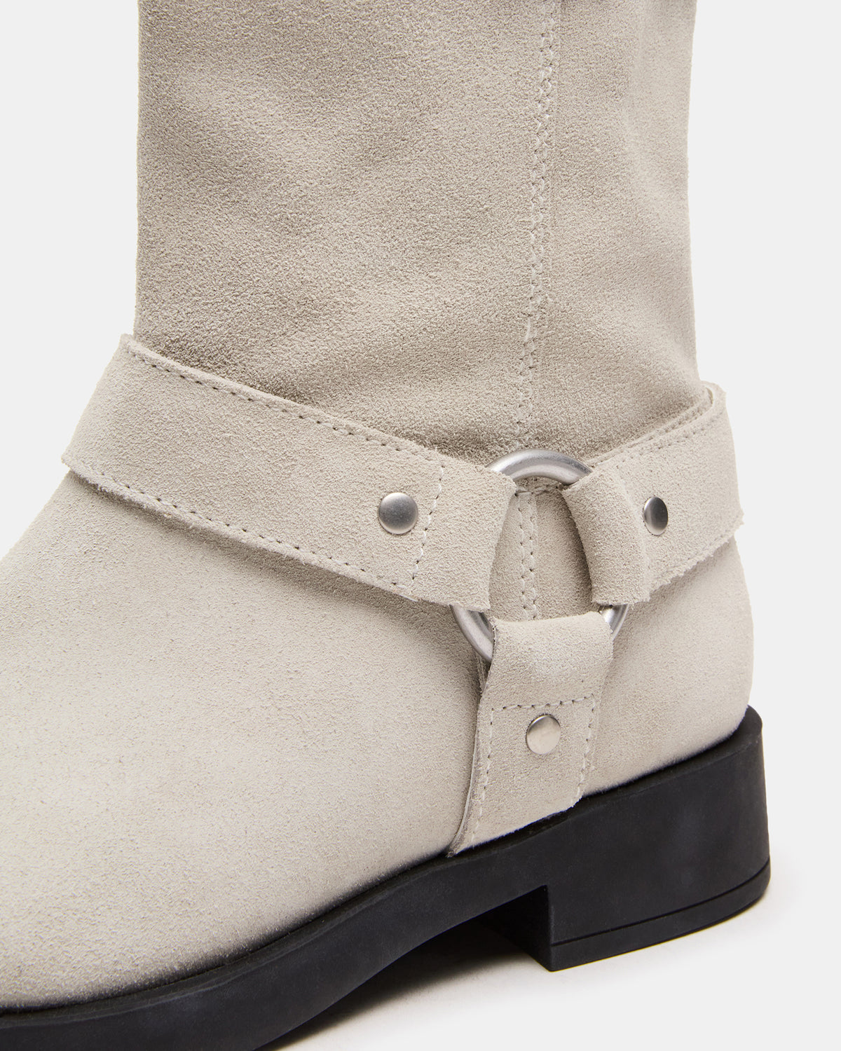 LANI White Suede Women's Moto Ankle Boot Steve Madden WHITE SUEDE