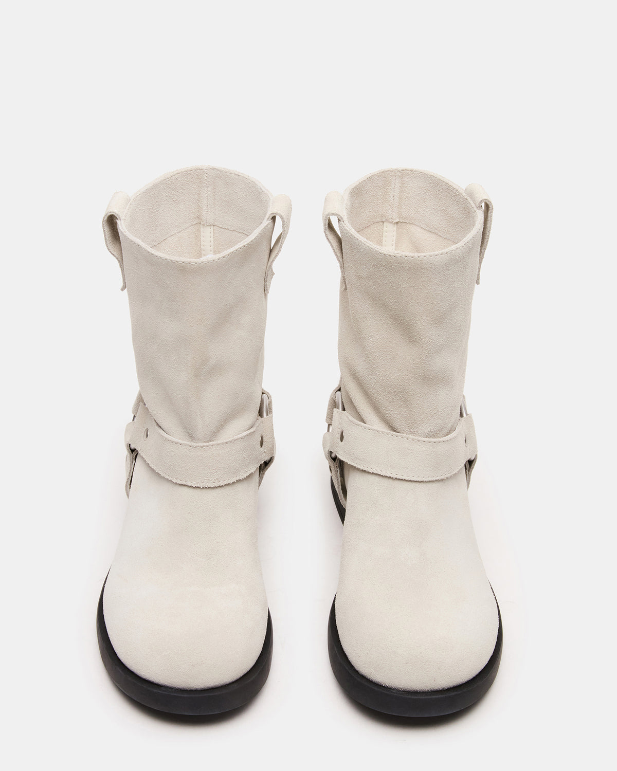 LANI White Suede Women's Moto Ankle Boot Steve Madden WHITE SUEDE