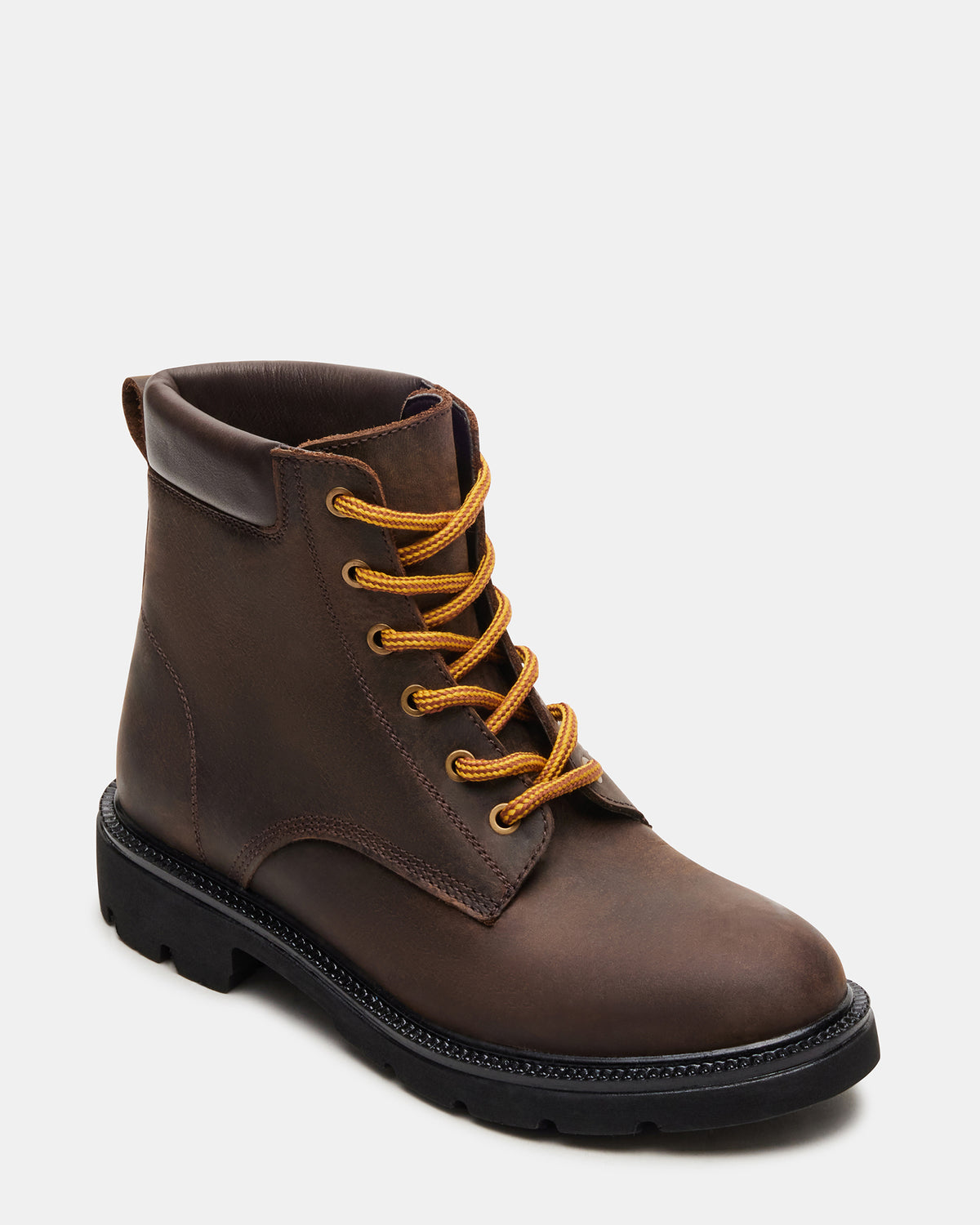 WYLDER Brown Leather Ankle Boot | Women's Booties Steve Madden BROWN LEATHER