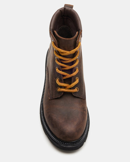 WYLDER Brown Leather Ankle Boot | Women's Booties Steve Madden BROWN LEATHER