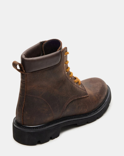 WYLDER Brown Leather Ankle Boot | Women's Booties Steve Madden BROWN LEATHER