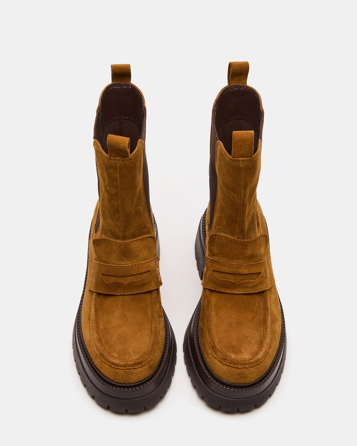 CONWAY Coganc Suede Platform Lug Chelsea Women's Ankle Boot Steve Madden COGNAC SUEDE