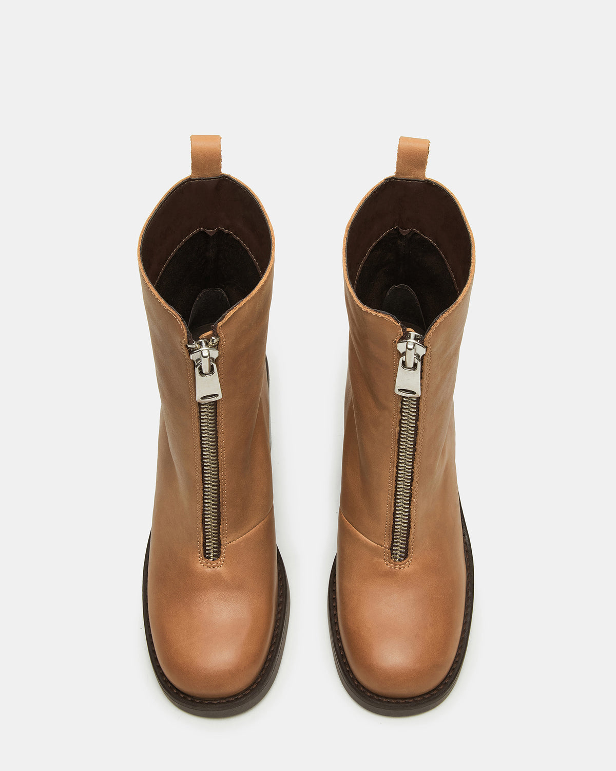 DECLAN Cognac Leather Block Heeled Ankle Boot | Women's Booties Steve Madden COGNAC LEATHER
