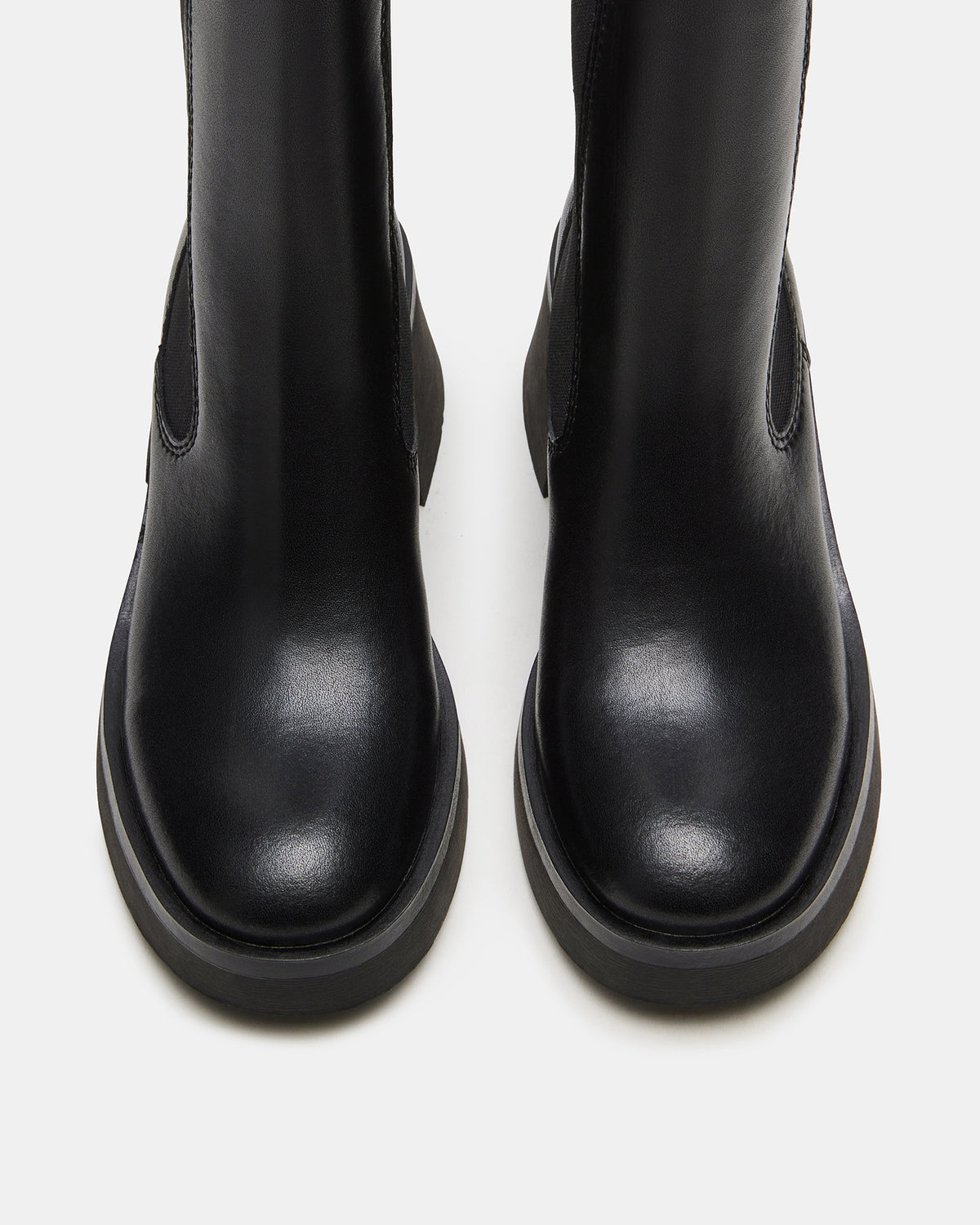 MURRAY Black Leather Block Heel Ankle Boot | Women's Booties Steve Madden BLACK LEATHER