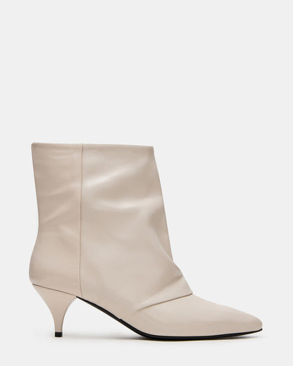 SHINER White Leather Pointed-Toe Kitten Heel Women's Ankle Boot Steve Madden WHITE LEATHER