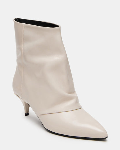SHINER White Leather Pointed-Toe Kitten Heel Women's Ankle Boot Steve Madden WHITE LEATHER