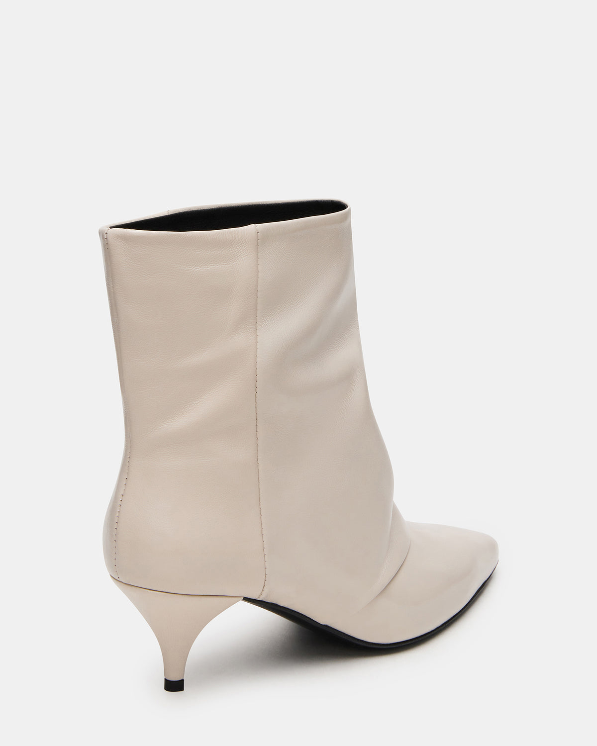 SHINER White Leather Pointed-Toe Kitten Heel Women's Ankle Boot Steve Madden WHITE LEATHER