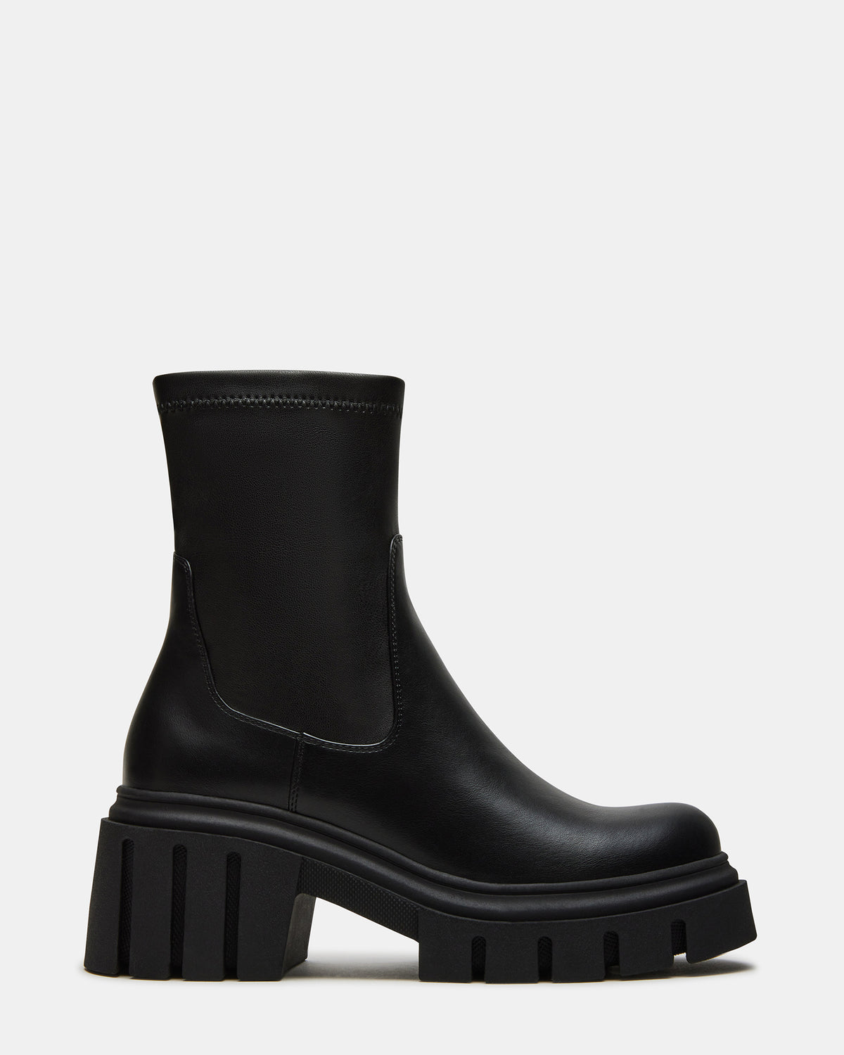 BOOMBA Black Lug Sole Ankle Boot | Women's Booties Steve Madden BLACK