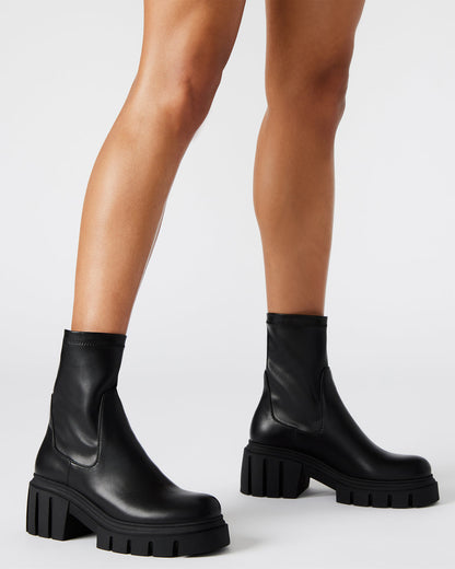 BOOMBA Black Lug Sole Ankle Boot | Women's Booties Steve Madden BLACK