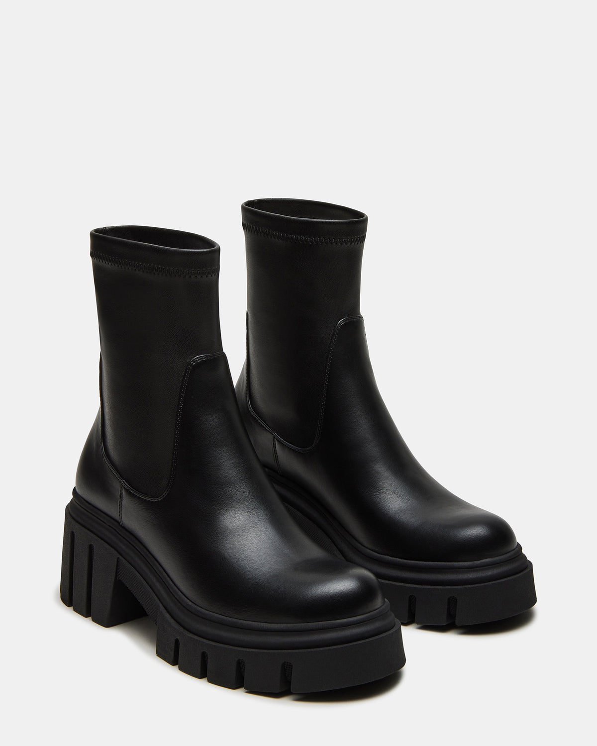 BOOMBA Black Lug Sole Ankle Boot | Women's Booties Steve Madden BLACK