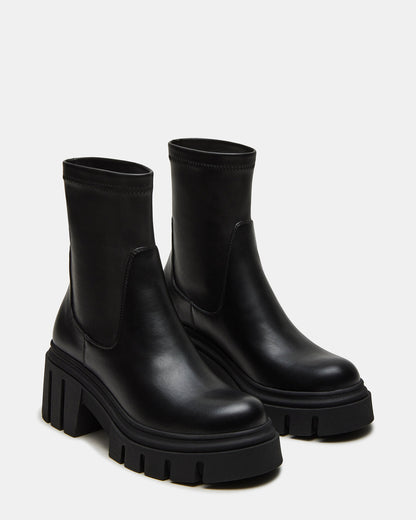 BOOMBA Black Lug Sole Ankle Boot | Women's Booties Steve Madden BLACK