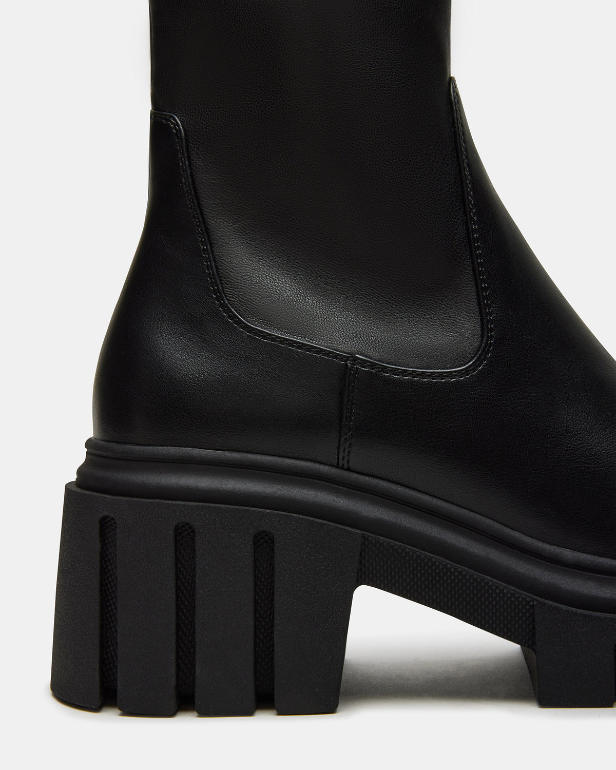 BOOMBA Black Lug Sole Ankle Boot | Women's Booties Steve Madden BLACK