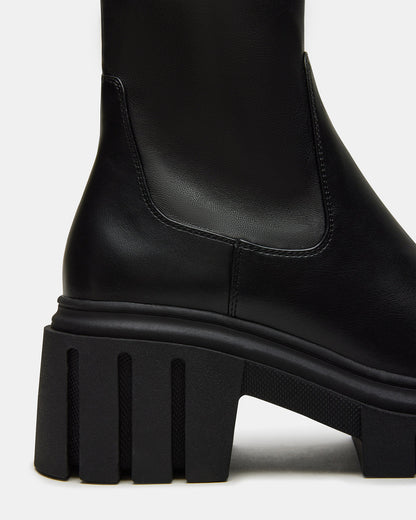 BOOMBA Black Lug Sole Ankle Boot | Women's Booties Steve Madden BLACK