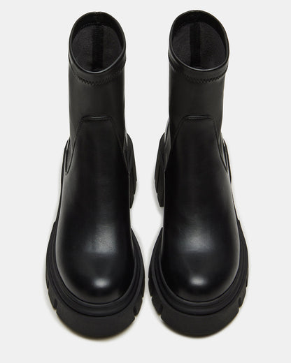 BOOMBA Black Lug Sole Ankle Boot | Women's Booties Steve Madden BLACK