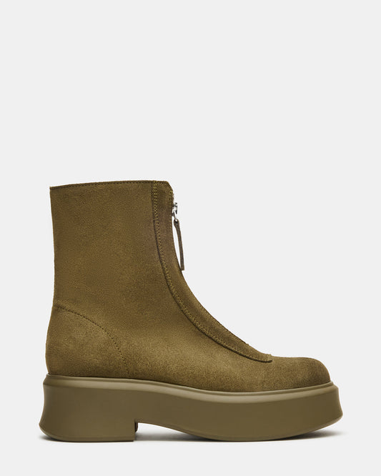 JONES Olive Suede Zipper Lug Women's Ankle Boot Steve Madden OLIVE SUEDE