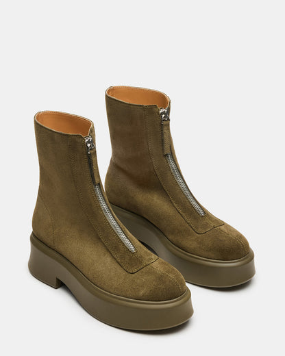 JONES Olive Suede Zipper Lug Women's Ankle Boot Steve Madden OLIVE SUEDE
