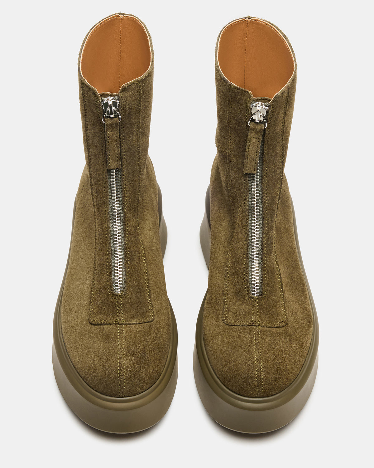 JONES Olive Suede Zipper Lug Women's Ankle Boot Steve Madden OLIVE SUEDE