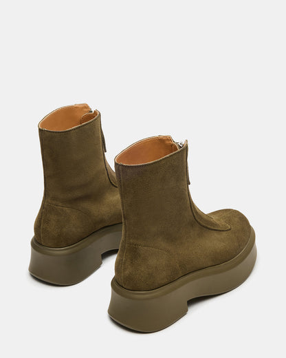 JONES Olive Suede Zipper Lug Women's Ankle Boot Steve Madden OLIVE SUEDE