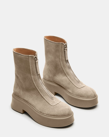 JONES Light Grey Zipper Lug Women's Ankle Boot Steve Madden LIGHT GREY