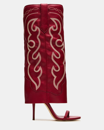 RAVINE Western Red Knee-High Cuffed Stiletto Heel Women's Boot Steve Madden RED