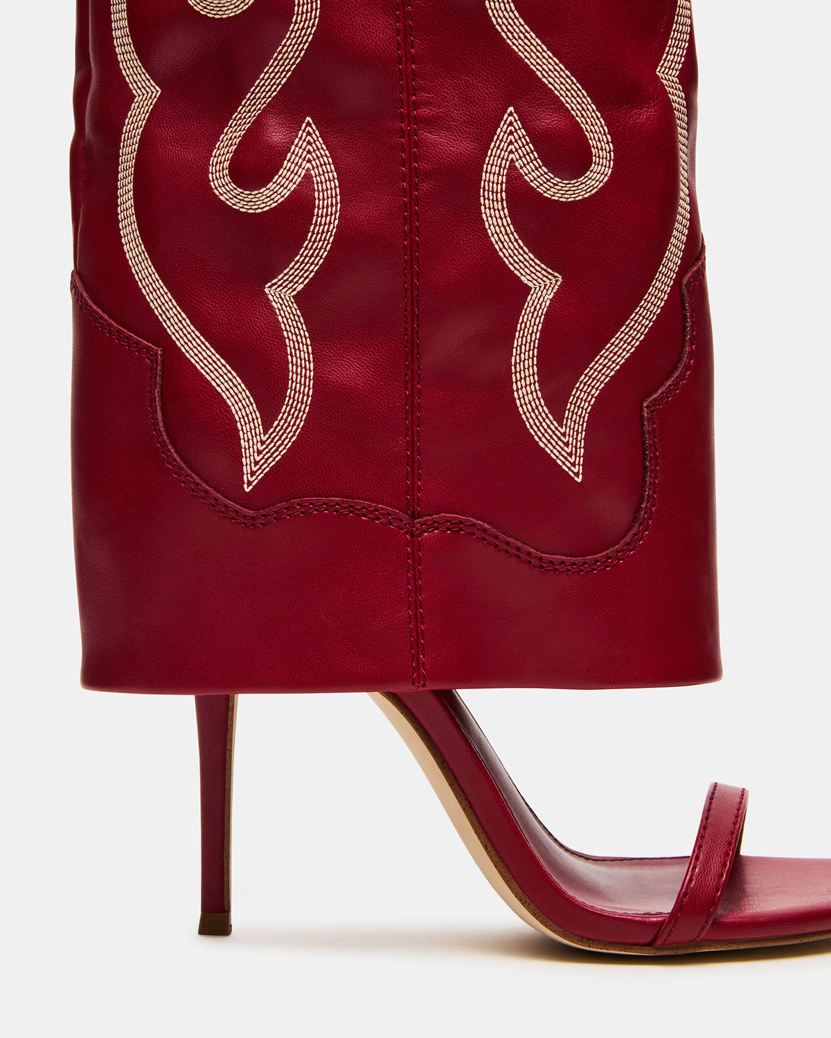 RAVINE Western Red Knee-High Cuffed Stiletto Heel Women's Boot Steve Madden RED