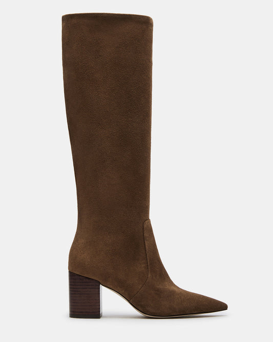 SKYLINE Chestnut Suede Knee-High Pointed Toe Women's Boot Steve Madden CHESTNUT SUEDE