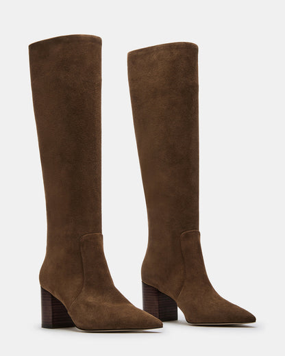 SKYLINE Chestnut Suede Knee-High Pointed Toe Women's Boot Steve Madden CHESTNUT SUEDE