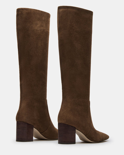 SKYLINE Chestnut Suede Knee-High Pointed Toe Women's Boot Steve Madden CHESTNUT SUEDE