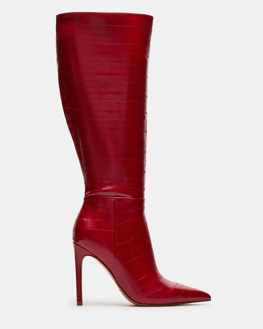 NITRO Red Eel Wide Calf Pointed-Toe Stiletto Heel Knee-High Women's Boots Steve Madden RED EEL