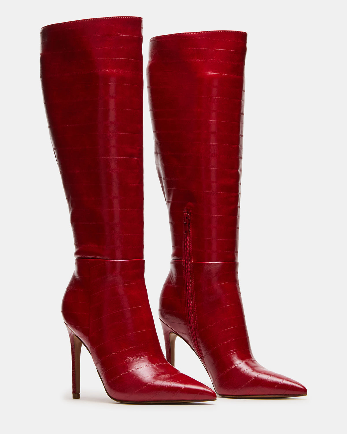 NITRO Red Eel Wide Calf Pointed-Toe Stiletto Heel Knee-High Women's Boots Steve Madden RED EEL