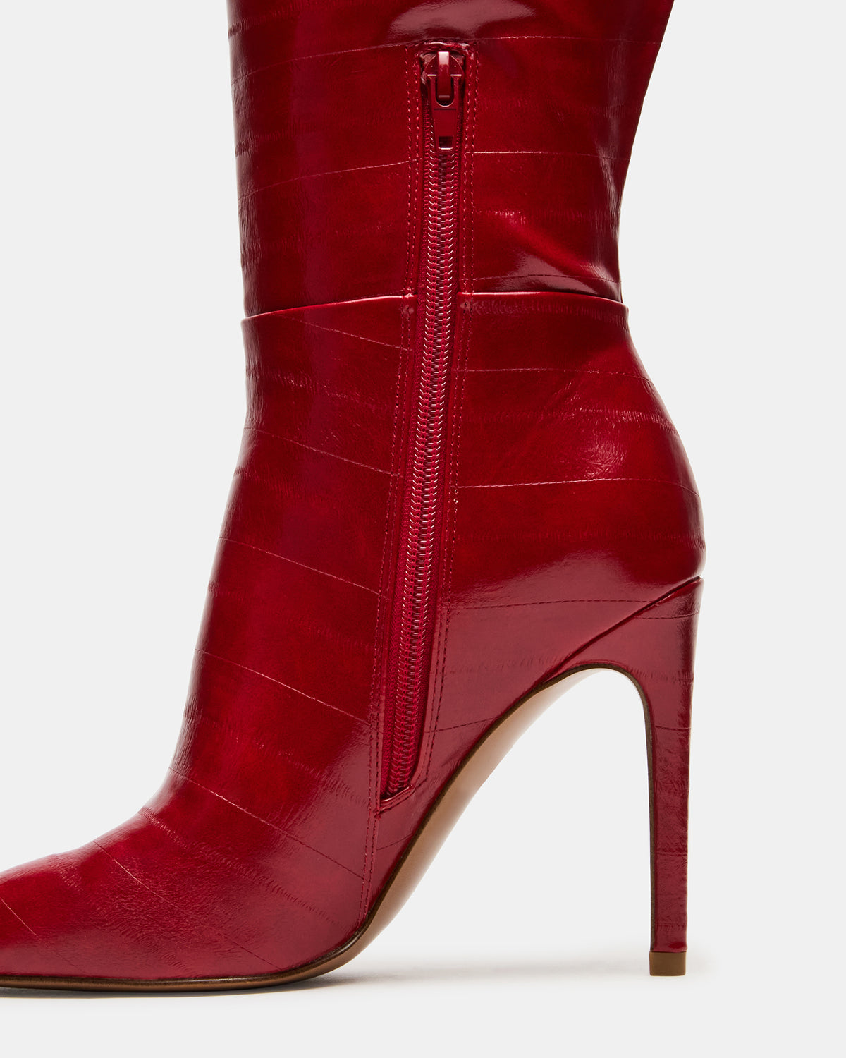 NITRO Red Eel Wide Calf Pointed-Toe Stiletto Heel Knee-High Women's Boots Steve Madden RED EEL