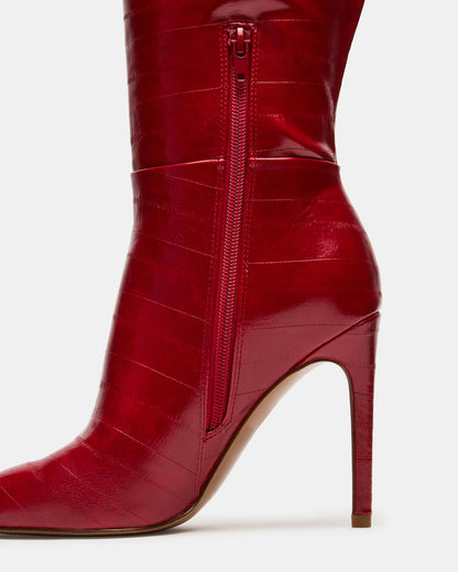 NITRO Red Eel Wide Calf Pointed-Toe Stiletto Heel Knee-High Women's Boots Steve Madden RED EEL