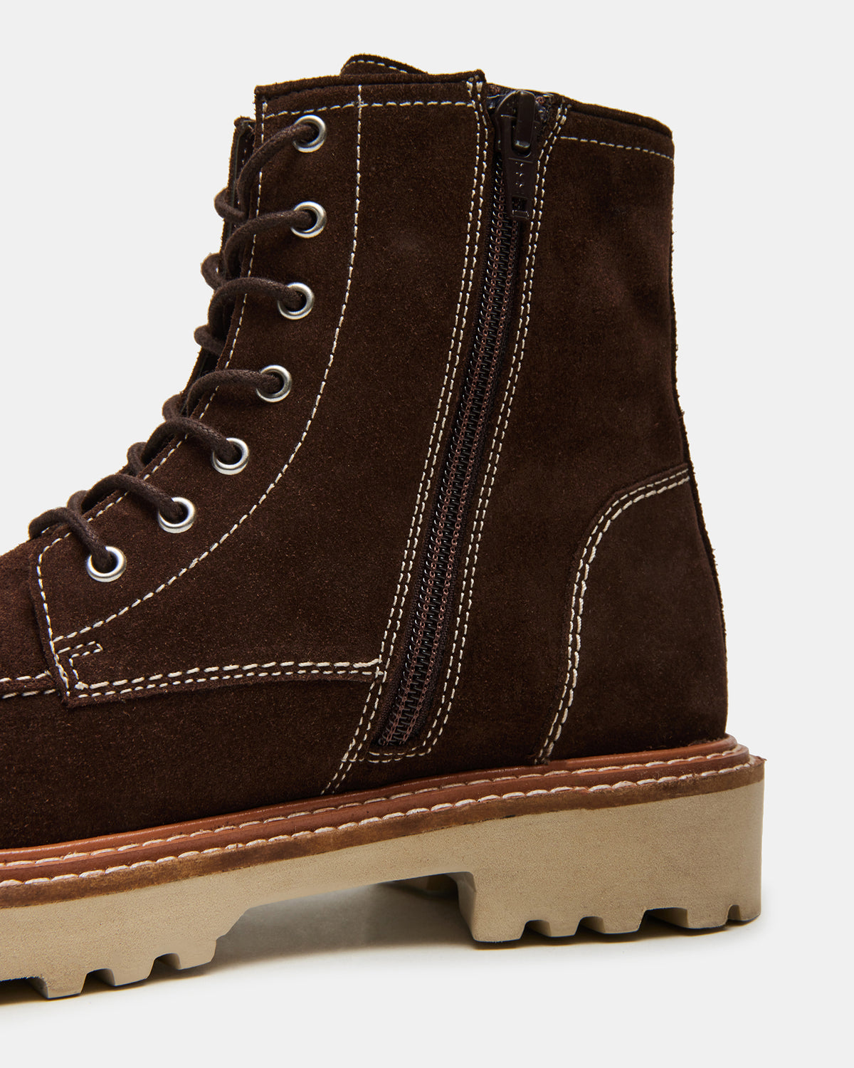 FOREST Brown Suede Lug Ankle Boot | Women's Booties Steve Madden BROWN SUEDE