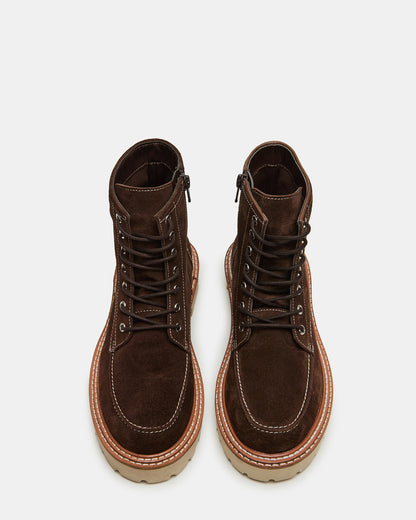 FOREST Brown Suede Lug Ankle Boot | Women's Booties Steve Madden BROWN SUEDE