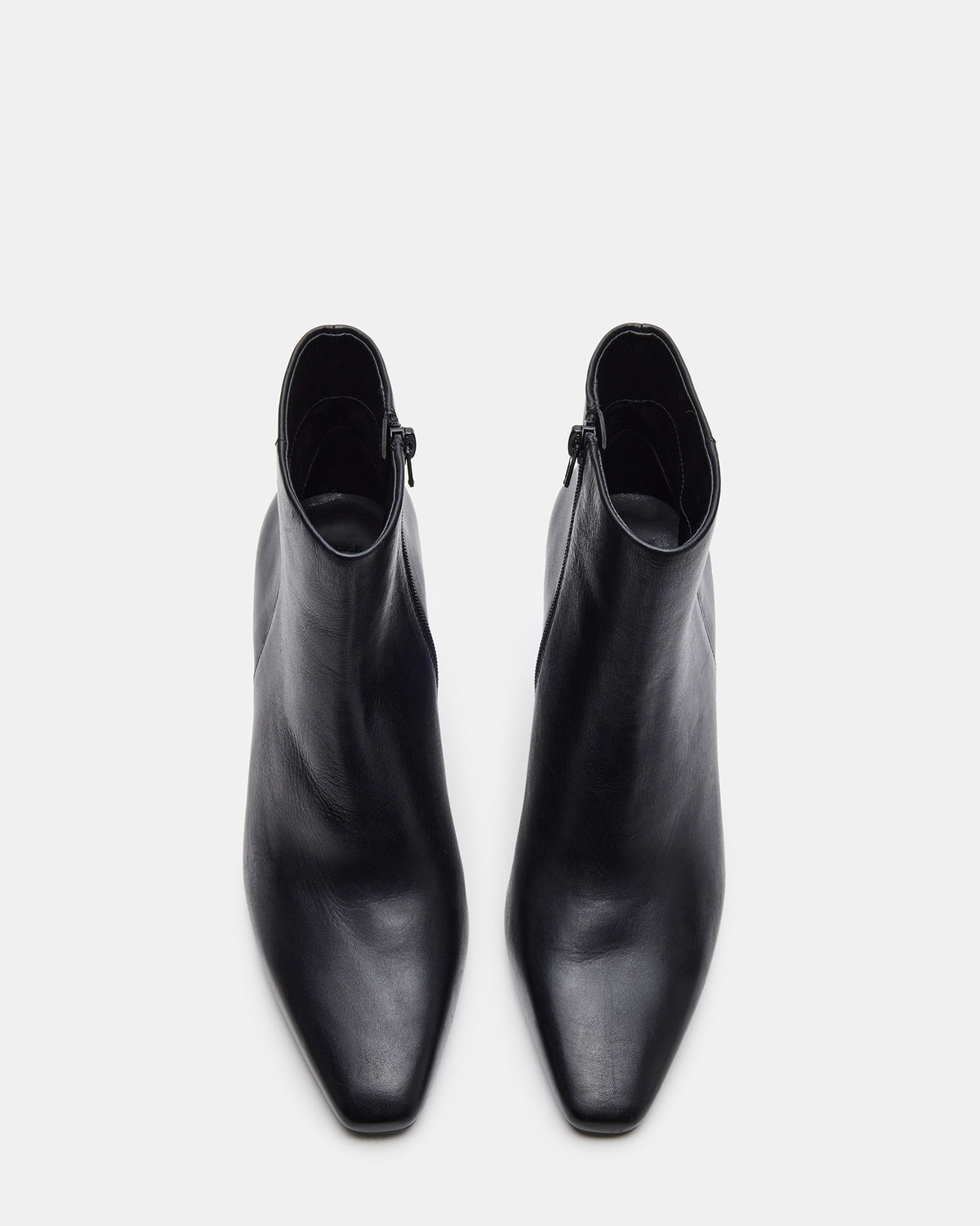 AIDAN Black Leather Block Heel Ankle Boot | Women's Booties Steve Madden BLACK LEATHER