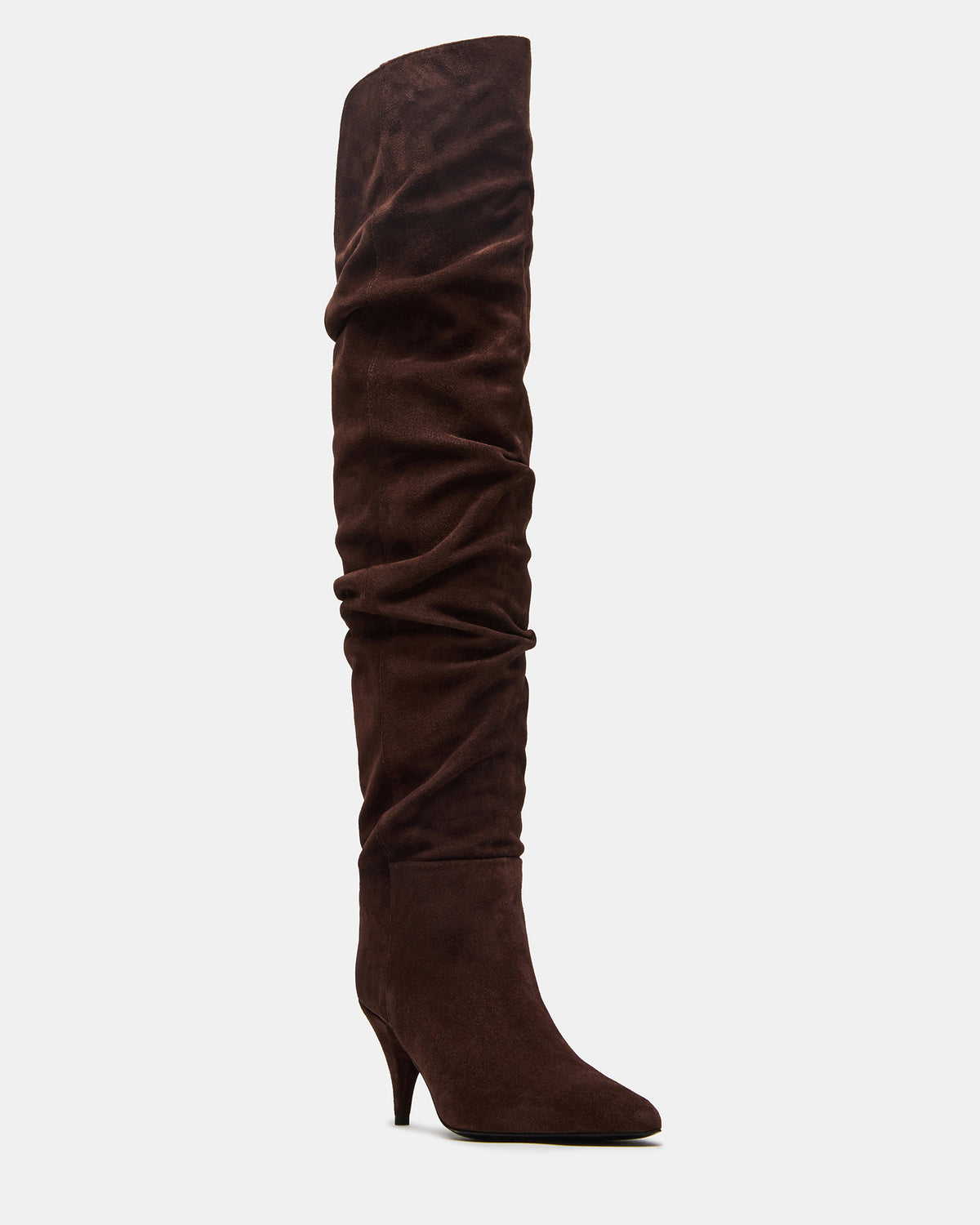 LINGER Brown Suede Pointed-Toe Over-The-Knee Heeled Women's Boot Steve Madden BROWN SUEDE