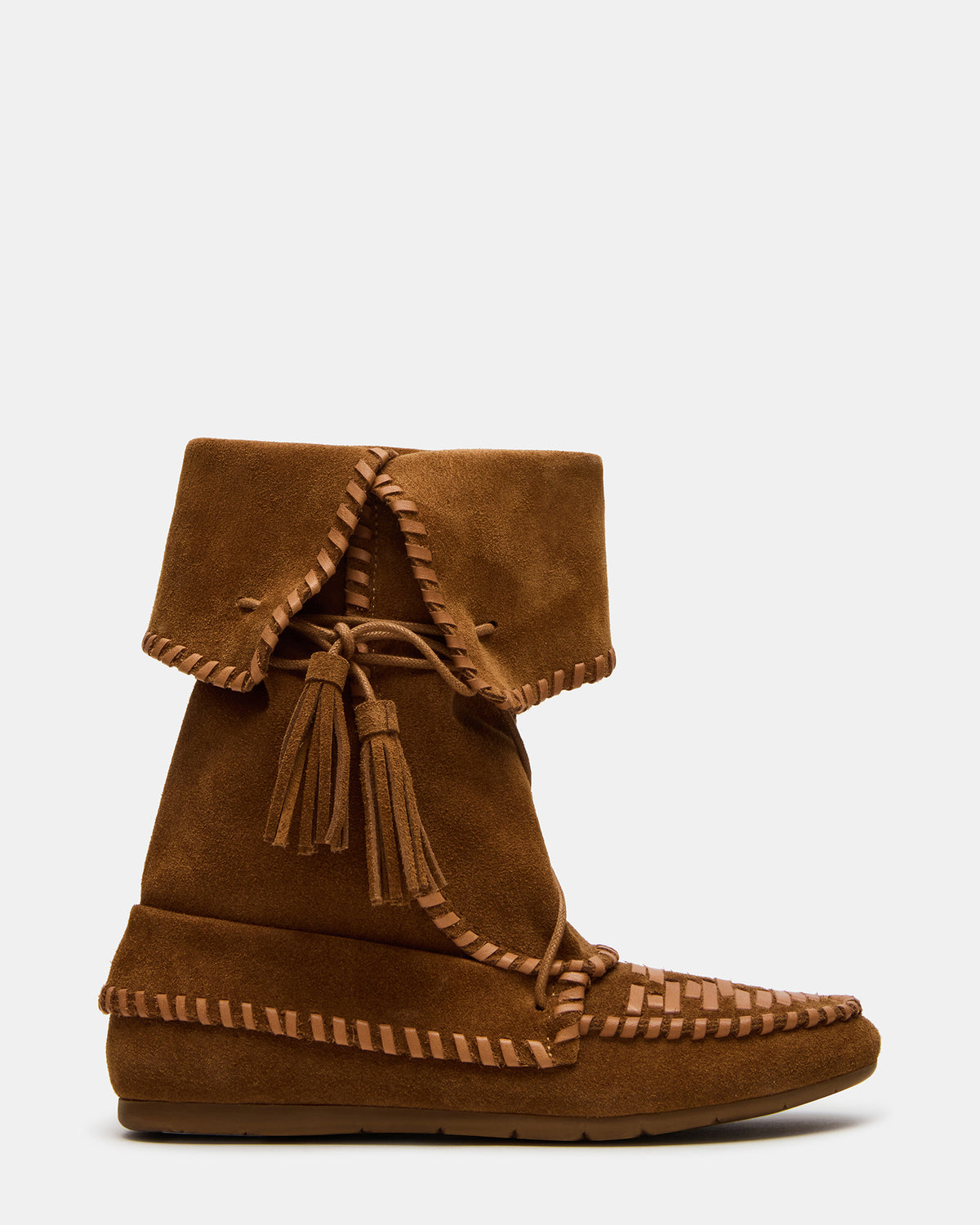 TIPPETT Chestnut Suede Fold-Over Tassel Boot | Women's Boots Steve Madden CHESTNUT SUEDE