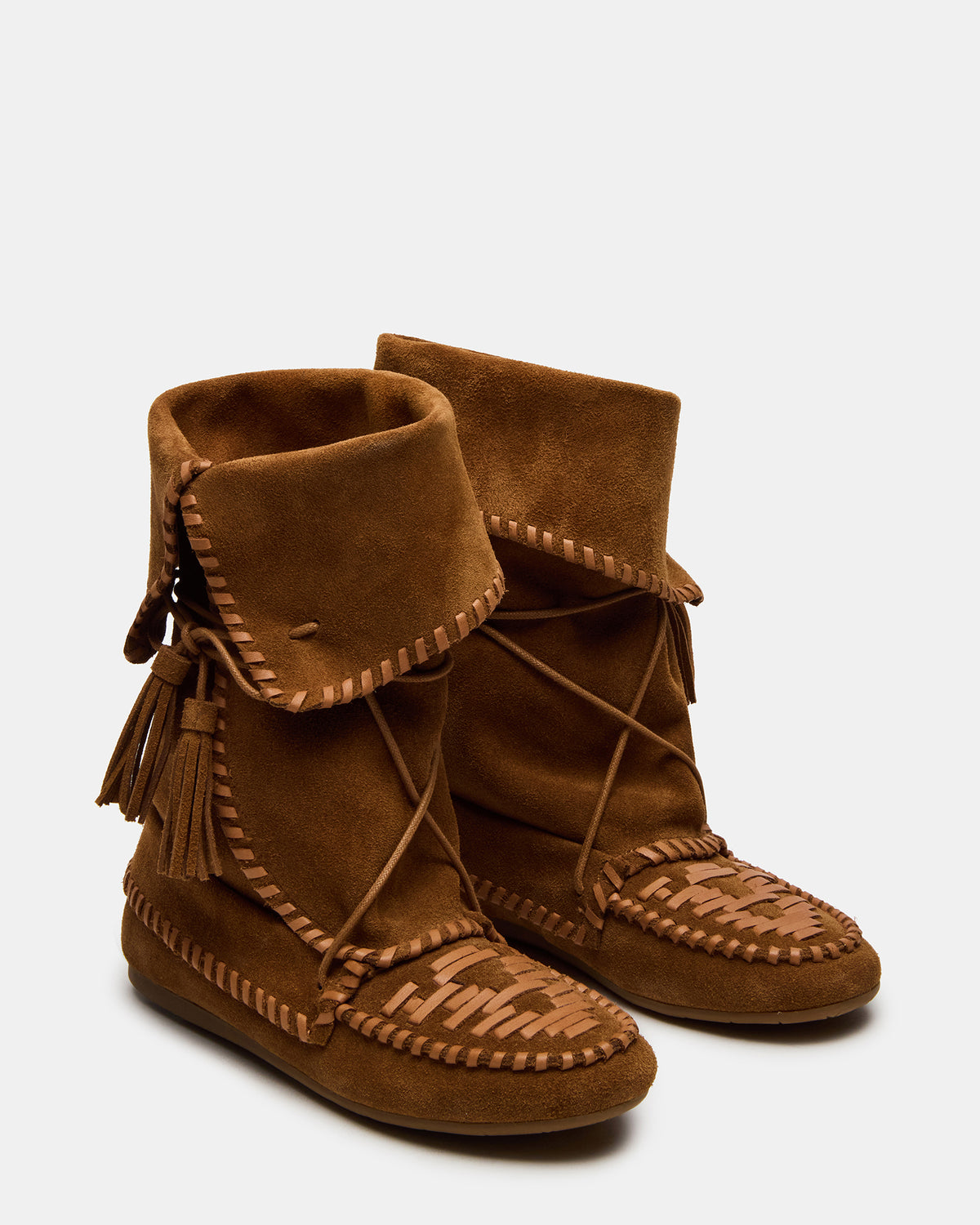 TIPPETT Chestnut Suede Fold-Over Tassel Boot | Women's Boots Steve Madden CHESTNUT SUEDE
