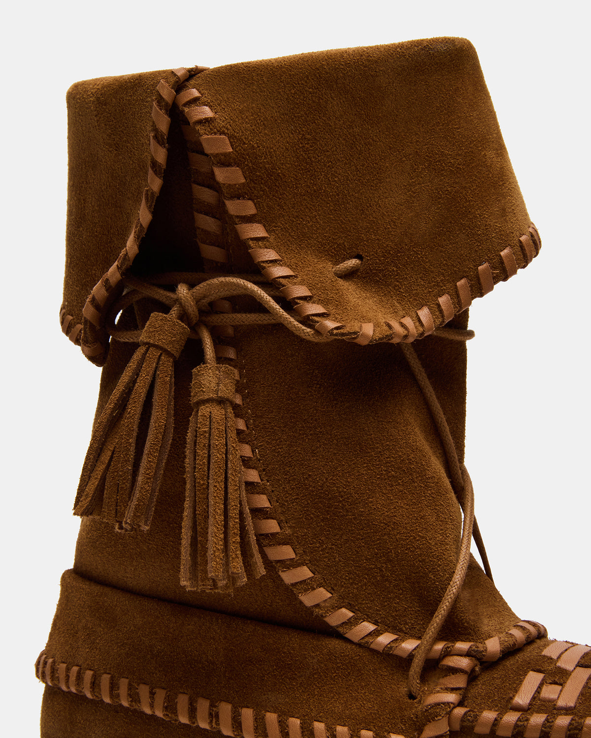 TIPPETT Chestnut Suede Fold-Over Tassel Boot | Women's Boots Steve Madden CHESTNUT SUEDE