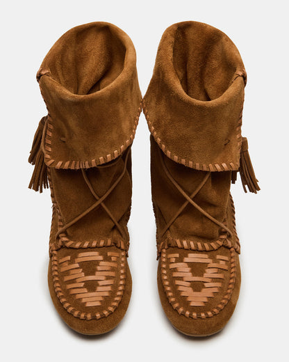 TIPPETT Chestnut Suede Fold-Over Tassel Boot | Women's Boots Steve Madden CHESTNUT SUEDE